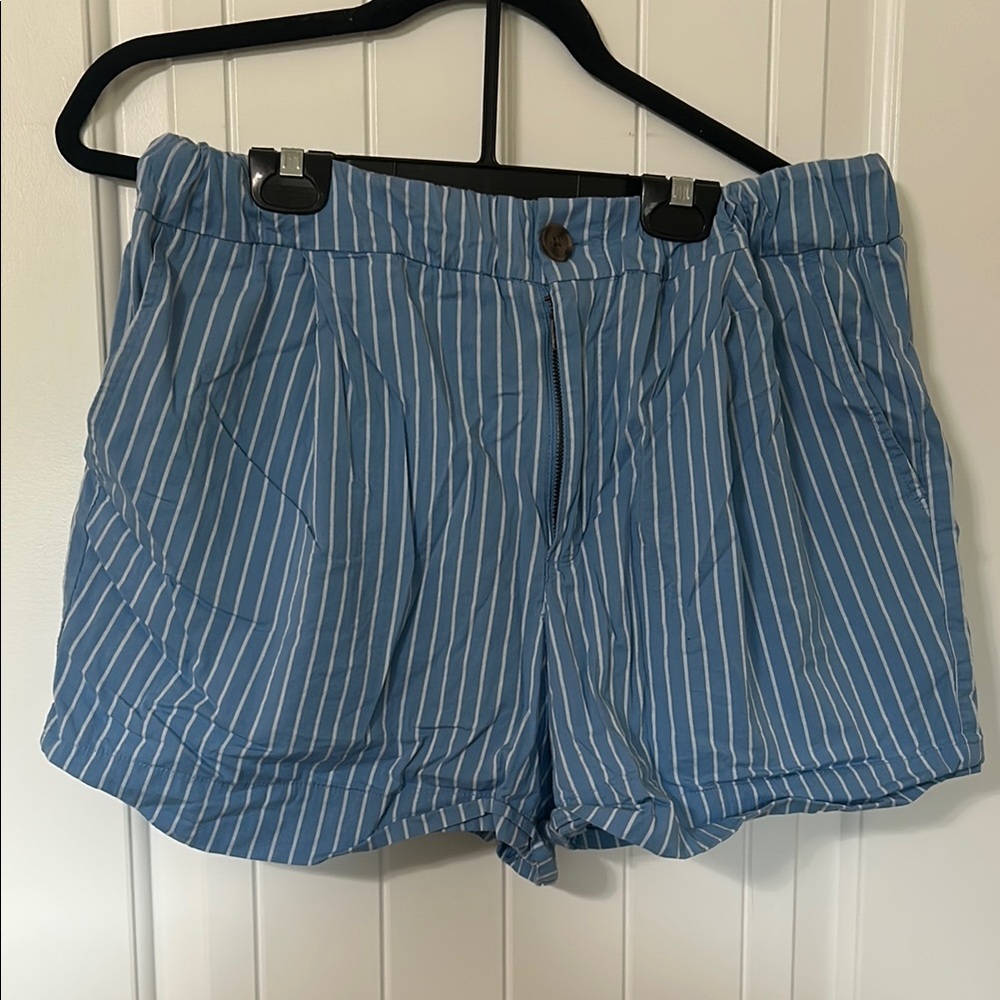 A New Day High Waist Blue and White Striped Shorts